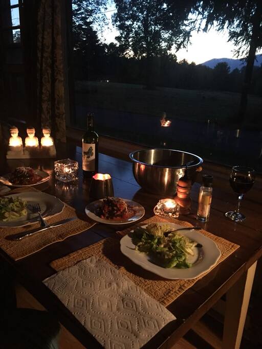 Autumn Dinner (OCT 10, 2017) in our dining room looking out onto High Point Mountain!