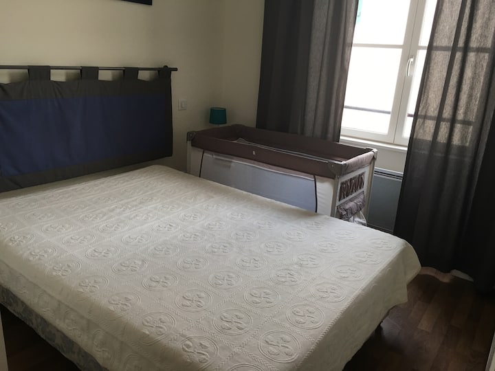 Chumba cha 2 "Bleu Outremer" kilicho na kitanda cha mwavuli.