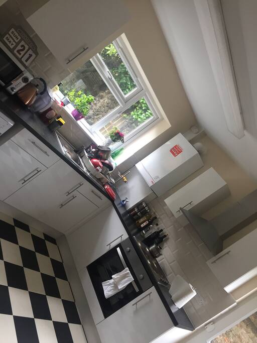 Wide kitchen with all modern appliances