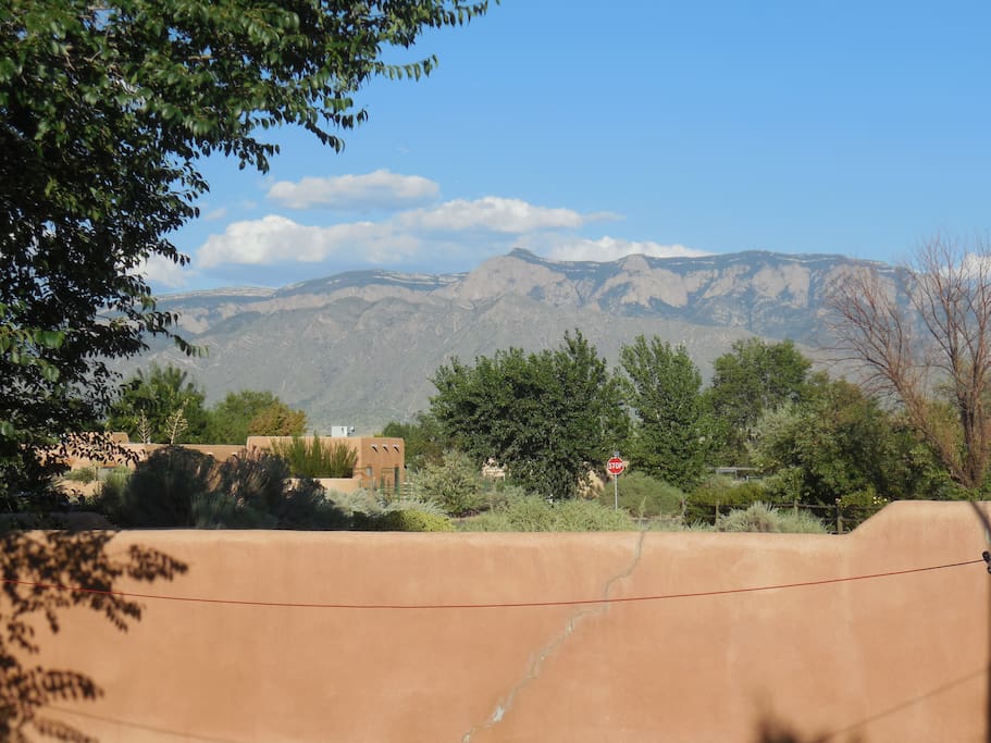 Spectacular view of the Sandia Mountains from the back patio!