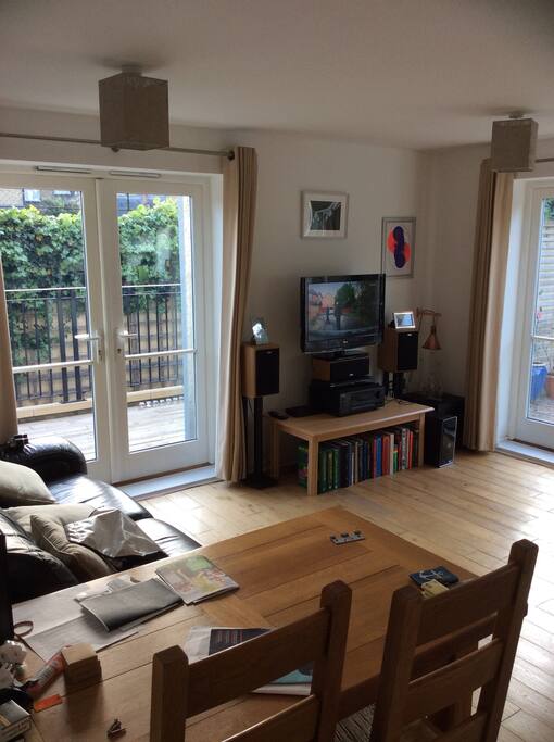 Shared living area with access to two terraces