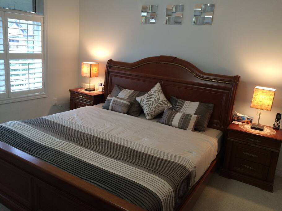 King Bed, Night Table & Lamps