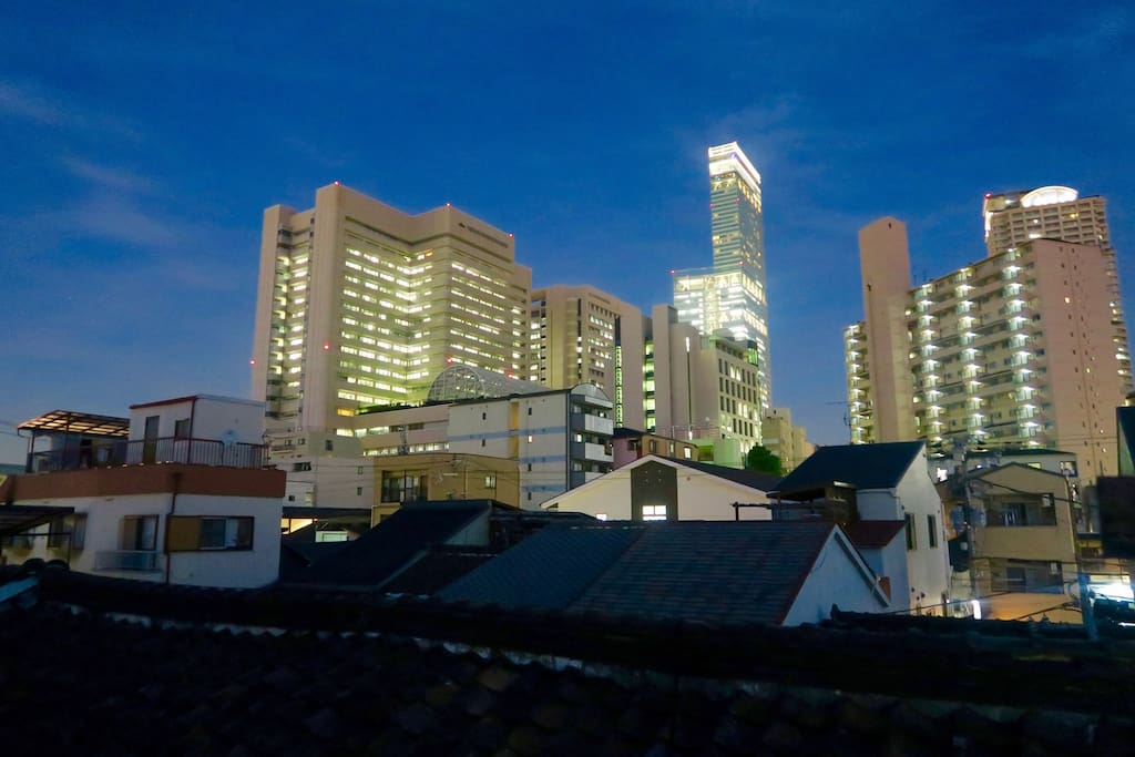 Night view of the tallest building in Japan from our roof top