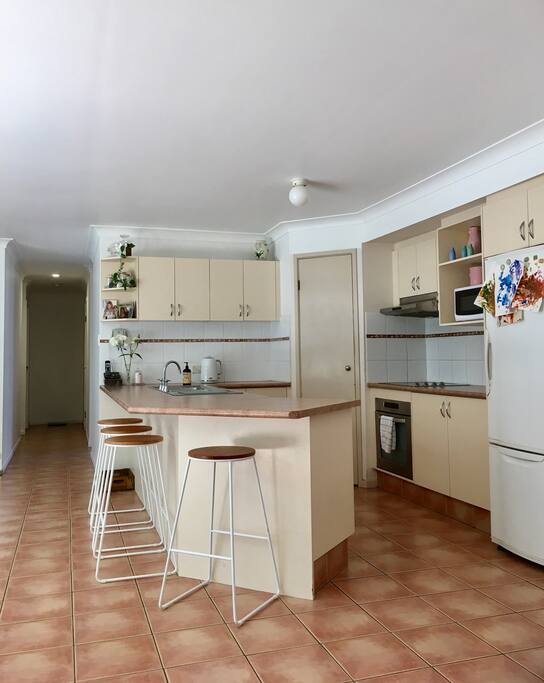 Kitchen, down hallway to bedrooms.