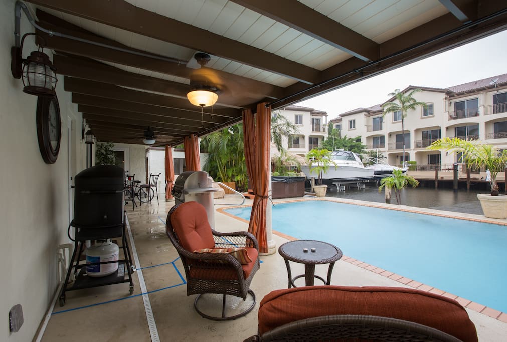Beautiful rental property for vacations in south Florida on Airbnb. Enojoy yourself in the heated swimming pool, hot tub, and sauna or relax in the Tiki hut that over looks the water. What to go fishing offshore or sightseeing call and charter our private charter boat with Captain Bob and his fishing guide for a wonderful fishing trip in south Florida. Go to crownfishingcharters or call us for more information.