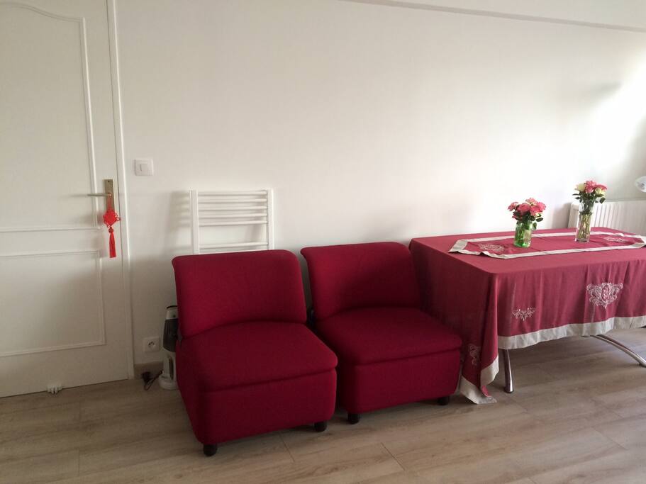 Salon lumineux et entré de chambre privé