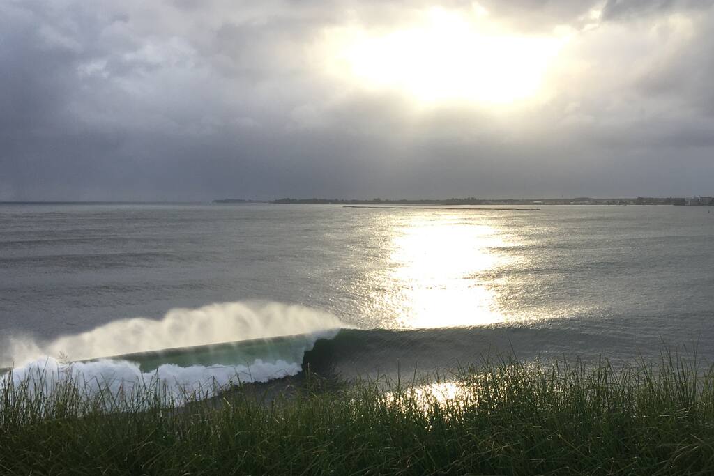 This is the surf spot that breaks on occasion below the house.