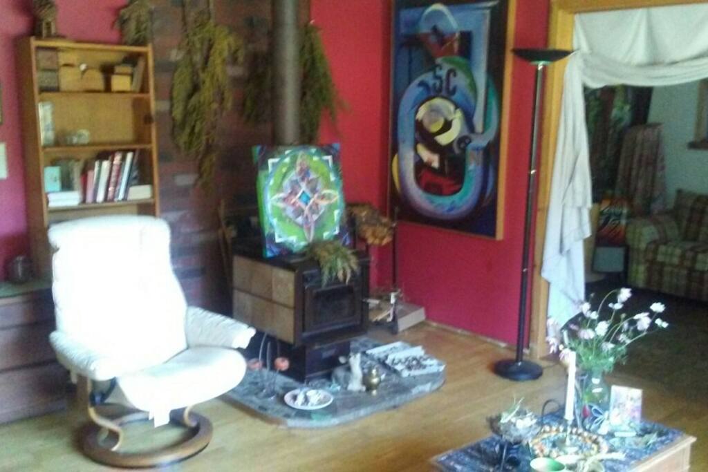 Read by the wood burning stove