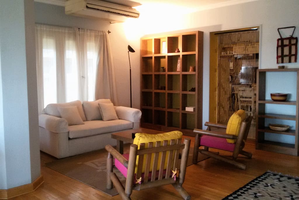 Spacious sitting area with semi open kitchen