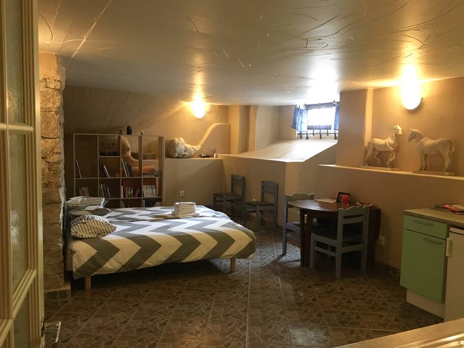 Room done with one big bed