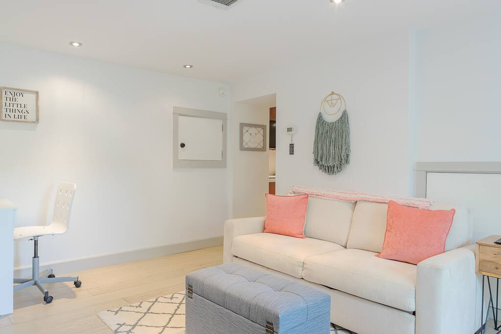 Living Room - this sofa folds out to a super comfortable memory foam queen sleeper.