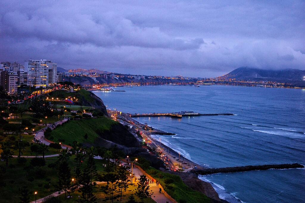 Taken from living room window, looking south toward Larco Mar and Barranco.