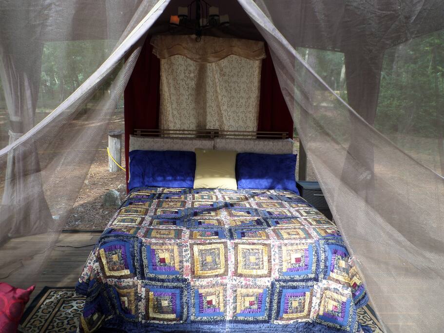 The bed is a real airbed on stilts (EZ Bed) making it he same height as a mattressed bed.
