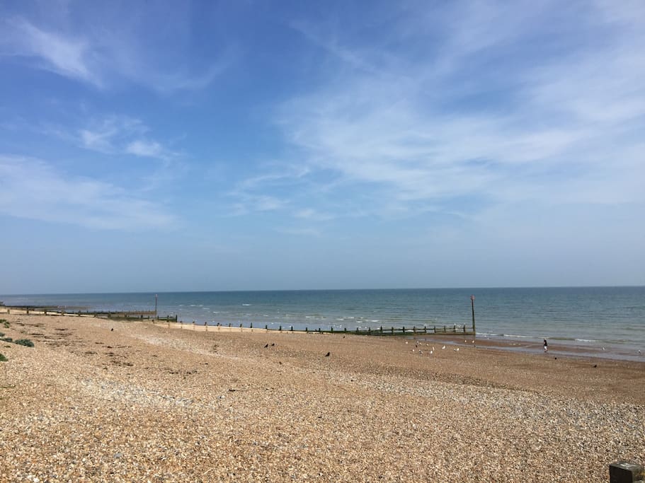 The local beach (1.6 miles away)