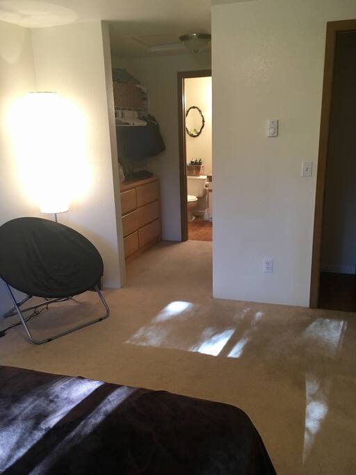 Walk in closet and private shower