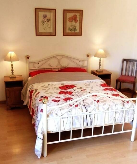 The Double room in the family room, with a private bathroom
