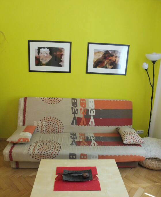 The comfortable sofa, which is easily transformable into a bed for two