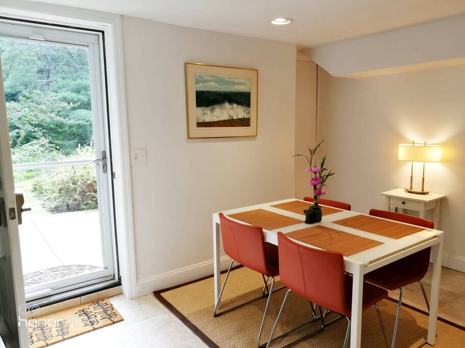 Glass table extends to seat 6