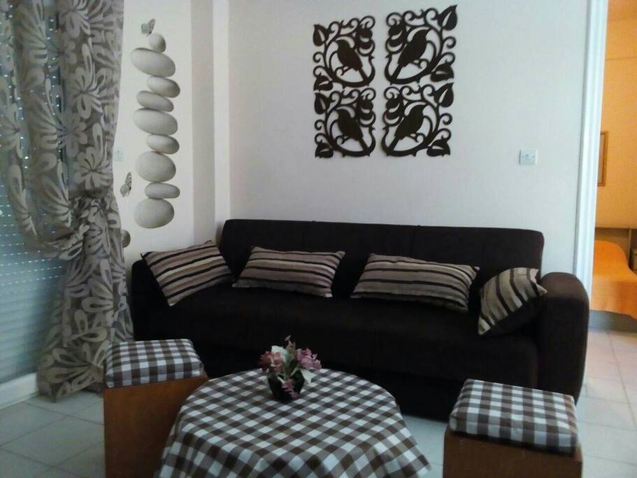 Living room. Large expandable sofa.