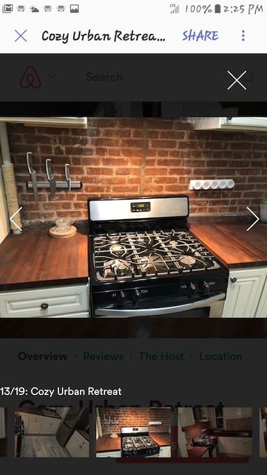 Four burner gas stove with oven.