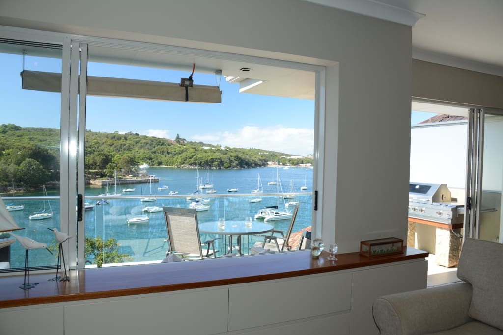 Opens the window so bench can be used as servery