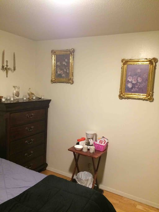 Dresser and coffee station.