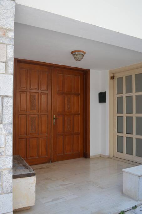 The entrance to the building