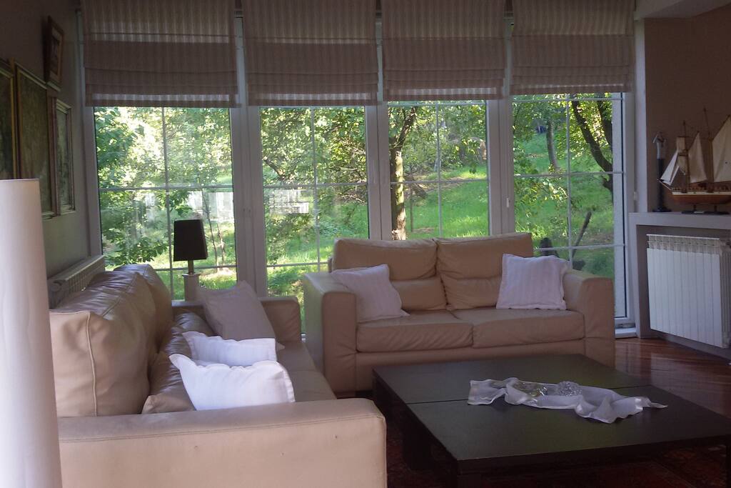 Living room with amazing view on the garden