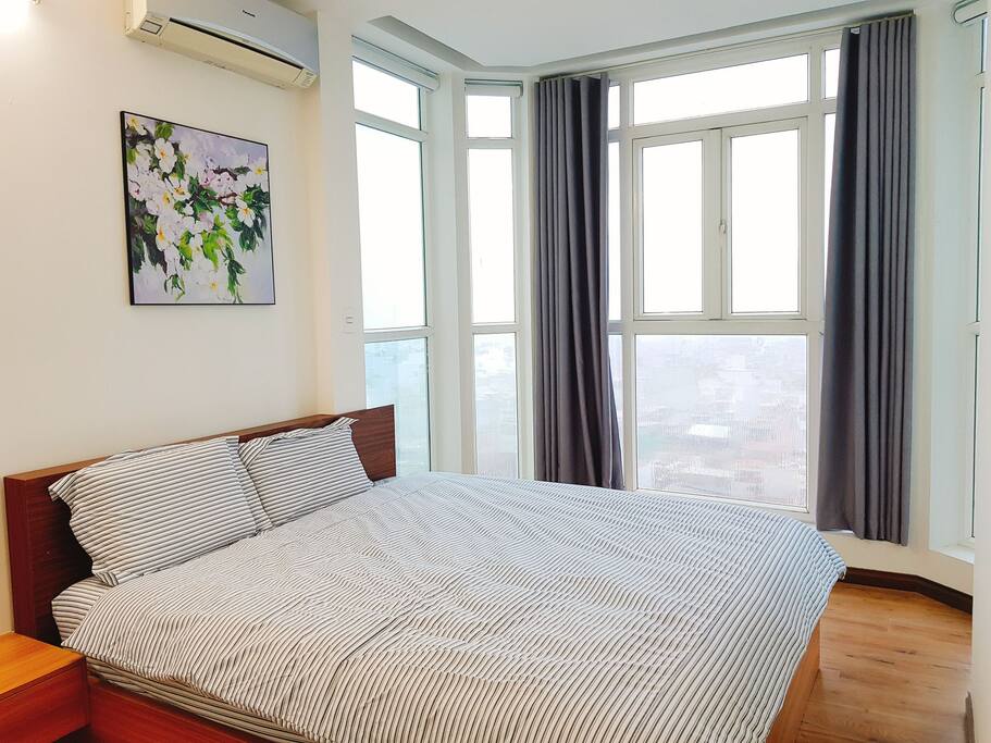 Master bedroom with king bed and amazing view.