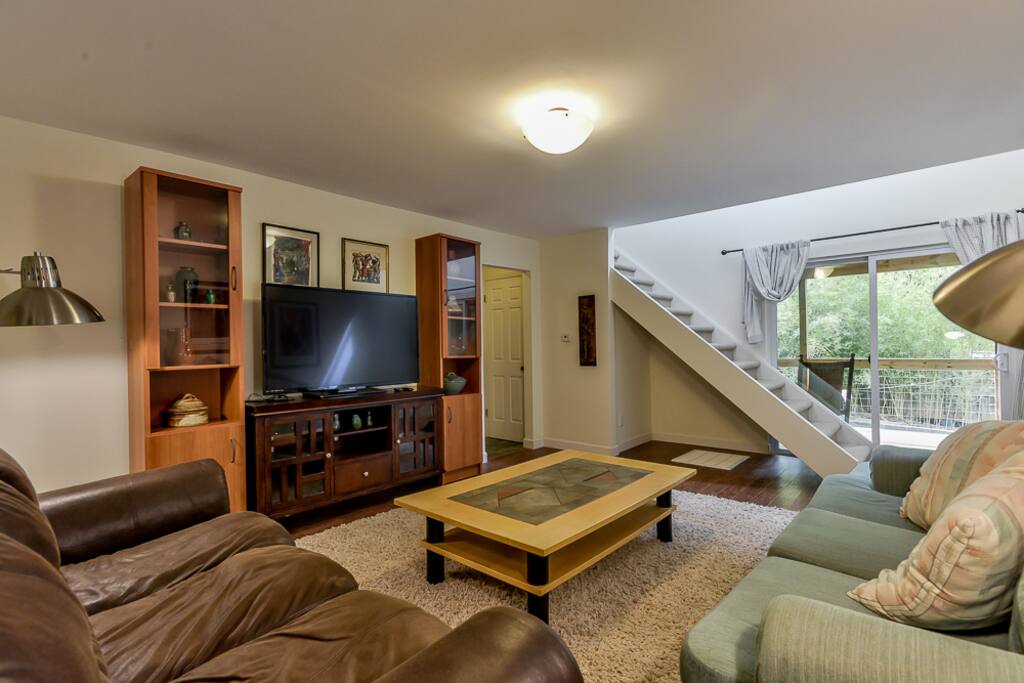 Living Room with sleeper-sofa and garden view.