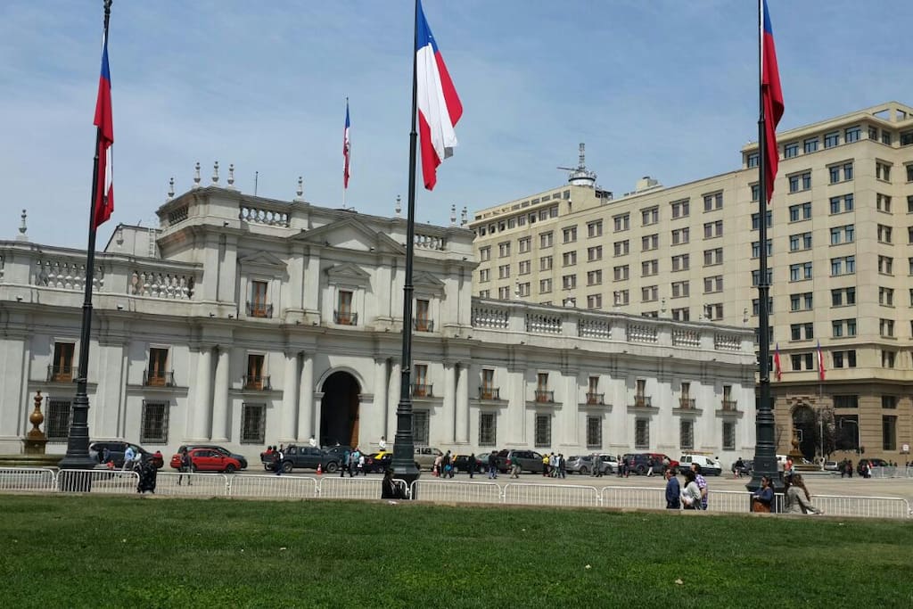 Two blocks away from La Moneda Palace