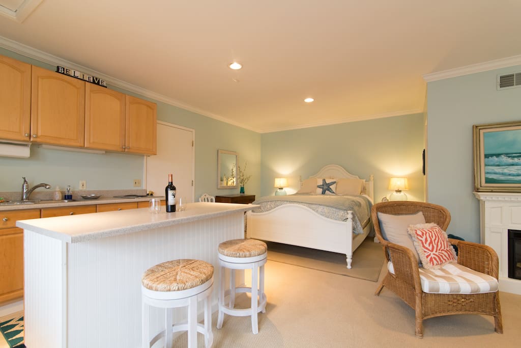 Kitchen and two swivel bar stools