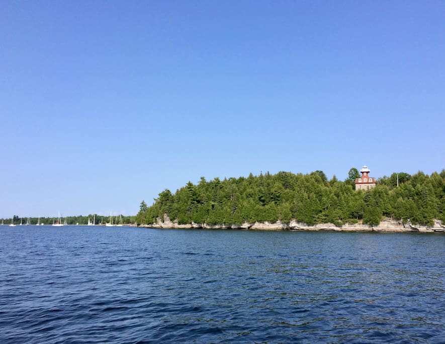 Views from the lake/beach: Valcour Island, 7.5 miles of hiking trails and Bluff Point Lighthouse
