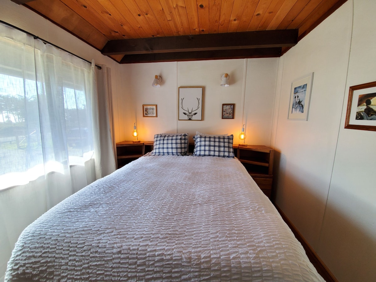 Downstairs bedroom 2. Queen mattress with latex topper. 