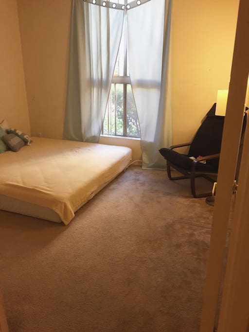 Your king size Mattress, it's transitioning into the living room mid August & is being renovated into a bedroom space-it's going to be beautiful! Photos will be updated. To be clear- Currently this is the room available through June 18th.