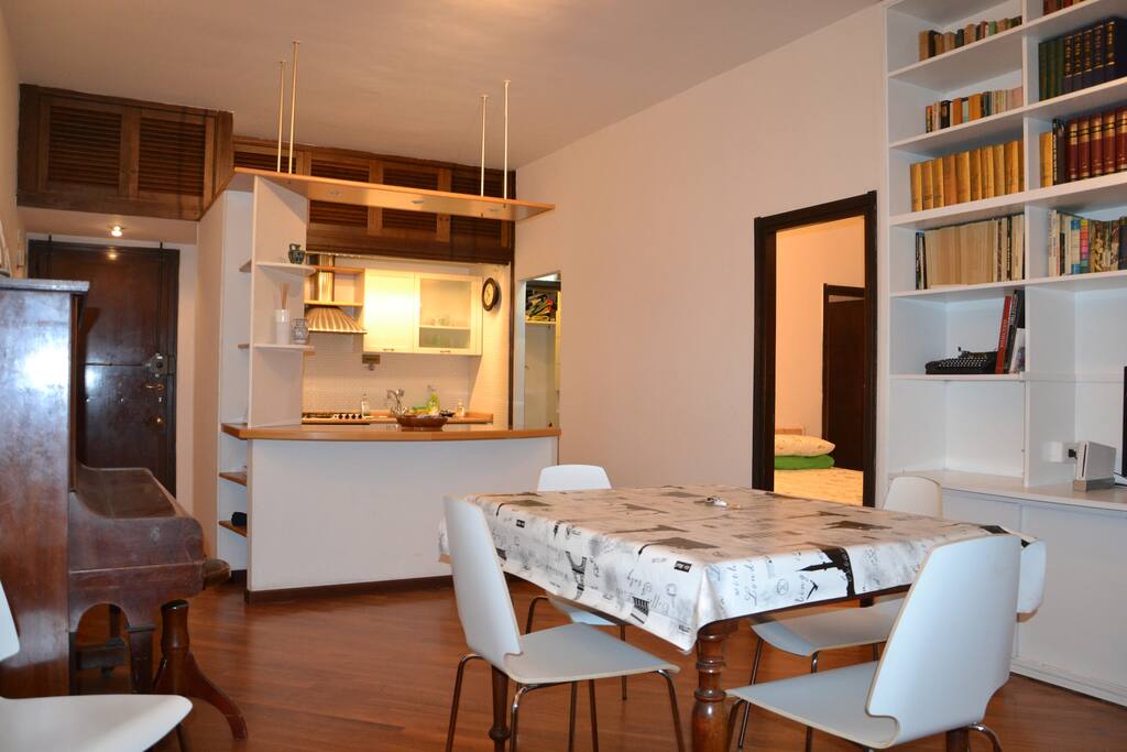 The living room and the kitchen