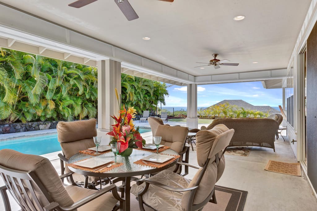 Covered Lanai with Dining and Lounging