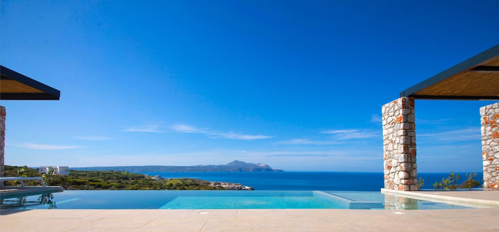 Villa on a hill top with a secret beach