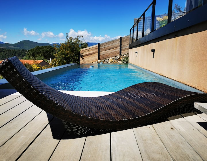Les Schistes house. Heated pool