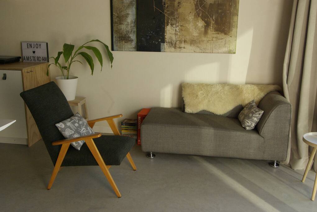 Small seating area near the window