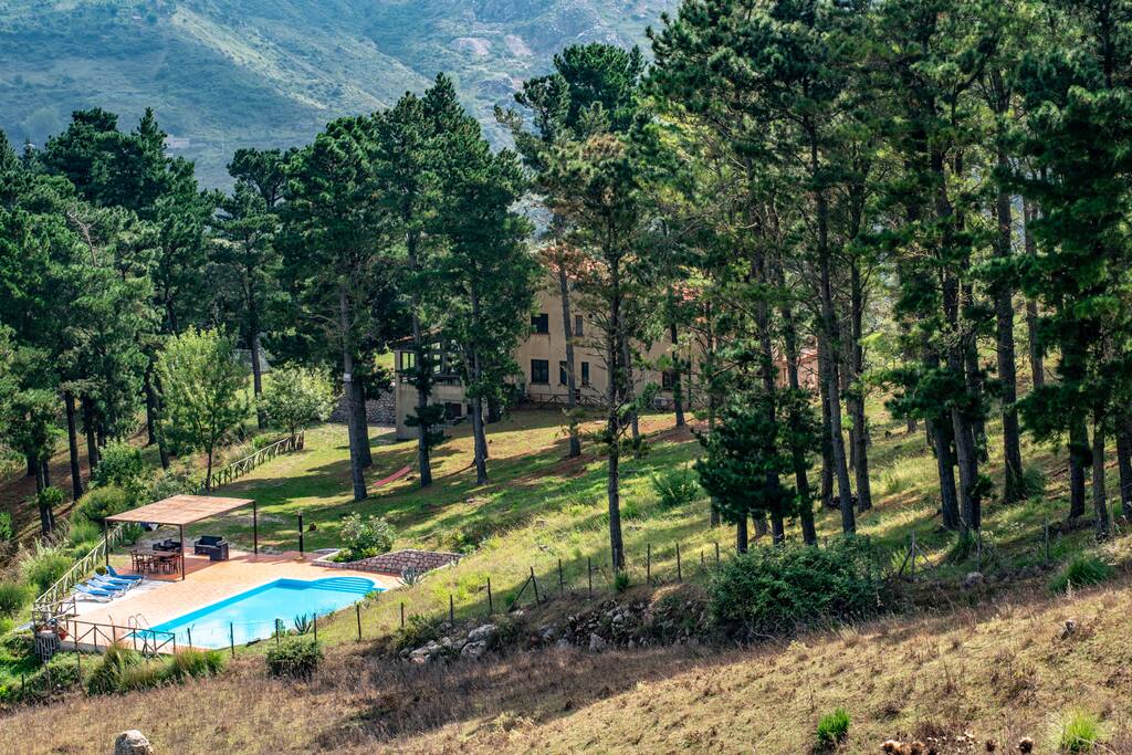 View of the villa and private pool.