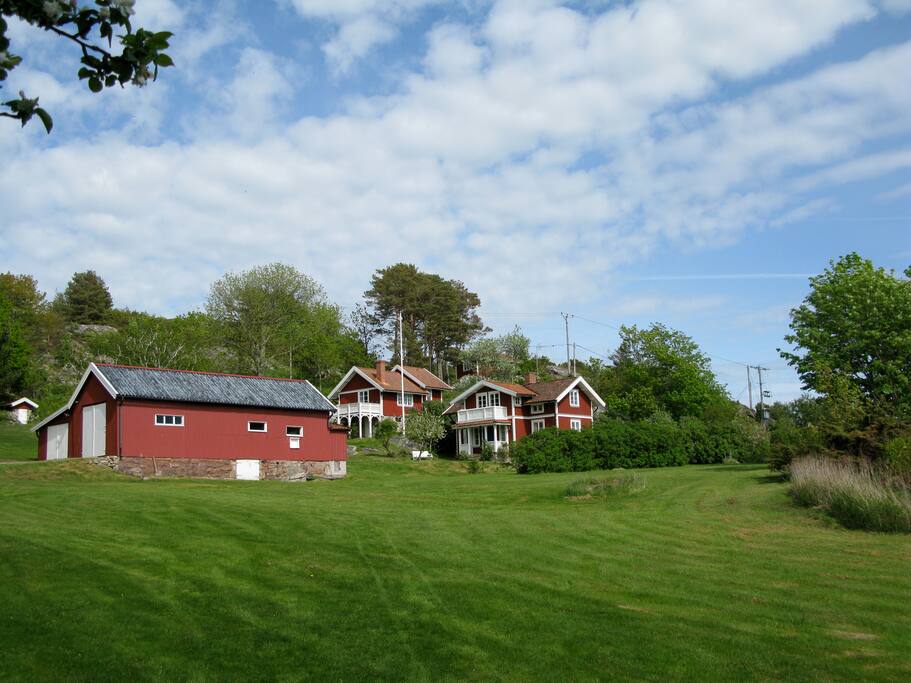 Garden with two outdoor sitting areas, grill