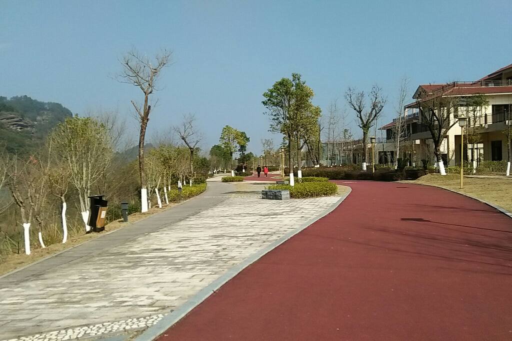 漫步悠行道,滨江观山色。