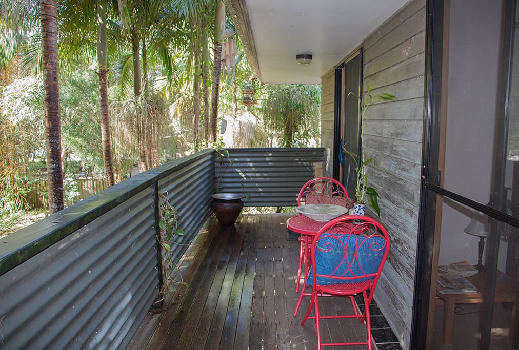 Upstairs verandah looking out over the rainforest