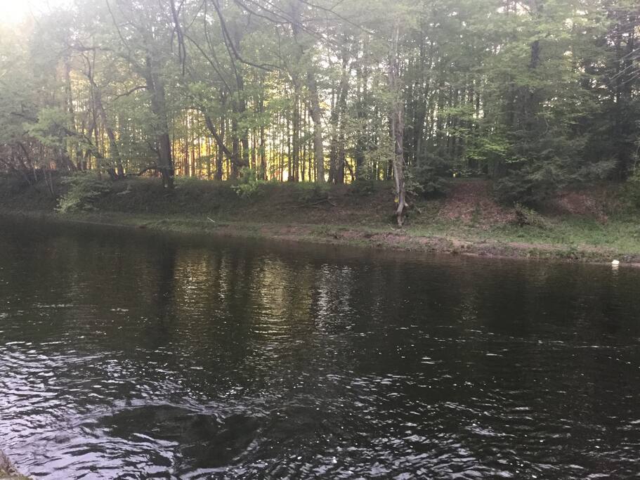 Fish, swim, boat, etc at private river