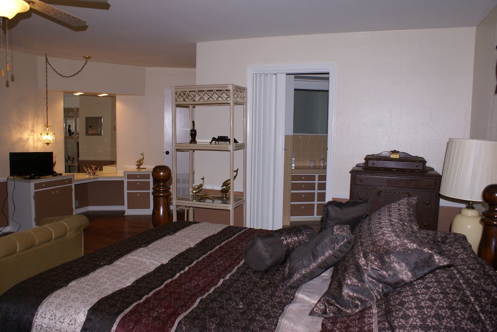 This comfortable suite includes a private bathroom and sitting area.