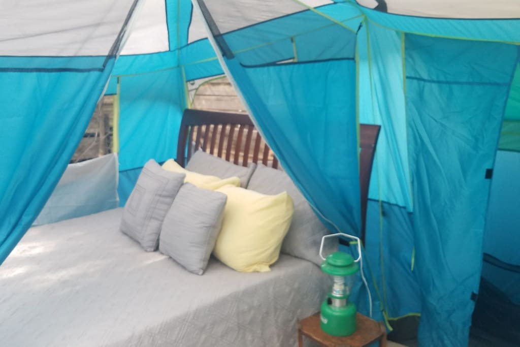 Comfy queen size real bed. Tent is waterproof and wind proof.