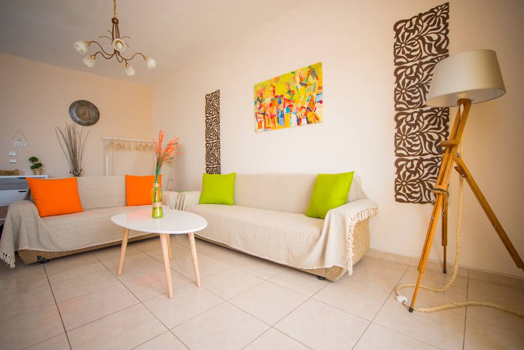 Stylish floor lamp in living room