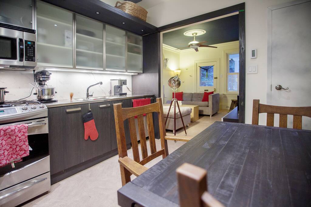 We have an eat-in Kitchen with a gorgeous formal dining table that seats four.