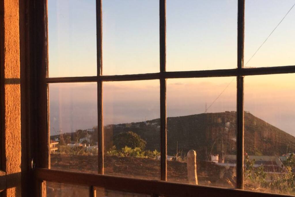 View on the sea from window
